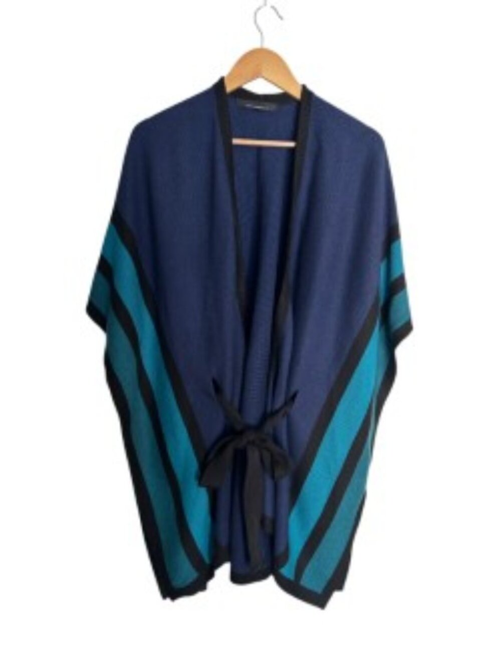 White House Black Market Color Block Ruana One Size Fits Most